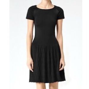Reiss Florence Knitted Texture Black Short Sleeve Dress Size US 0/UK 4
